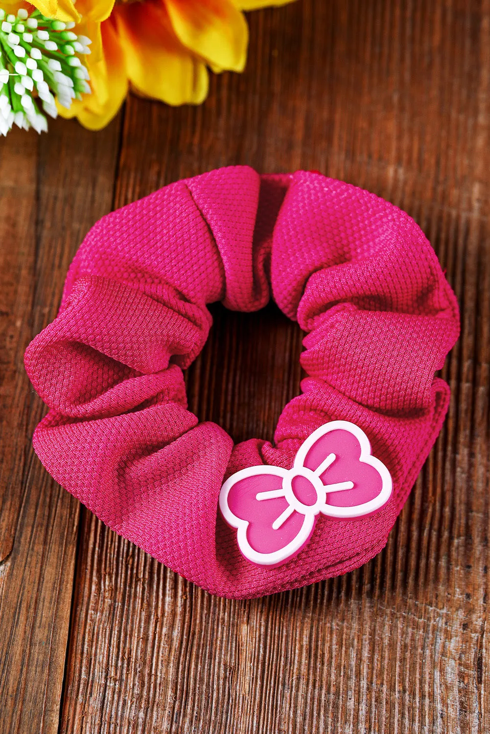Rose Red Bow Decor Cloth Scrunchie