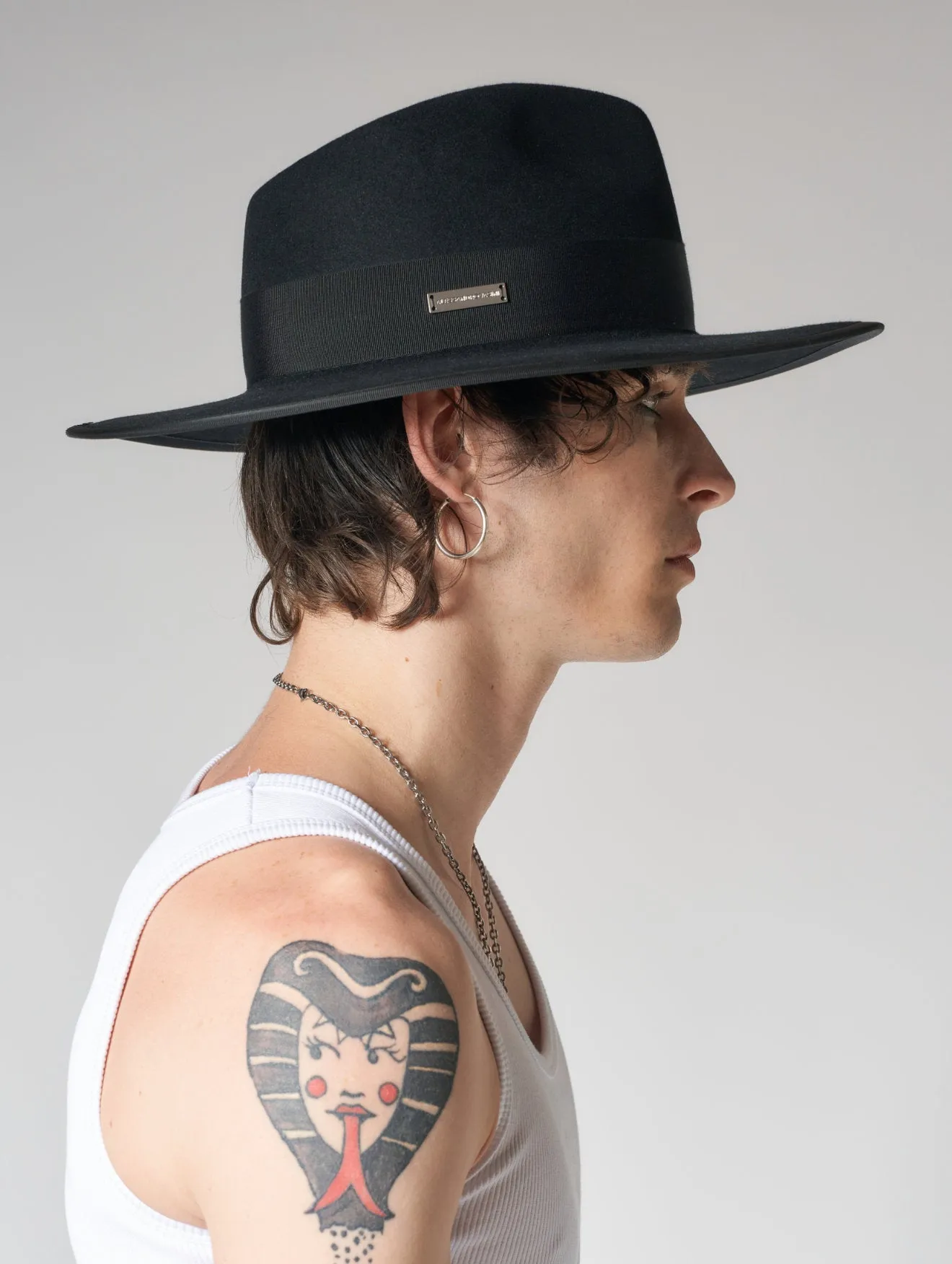 RUDY FEDORA HAT IN BLACK RABBIT FELT