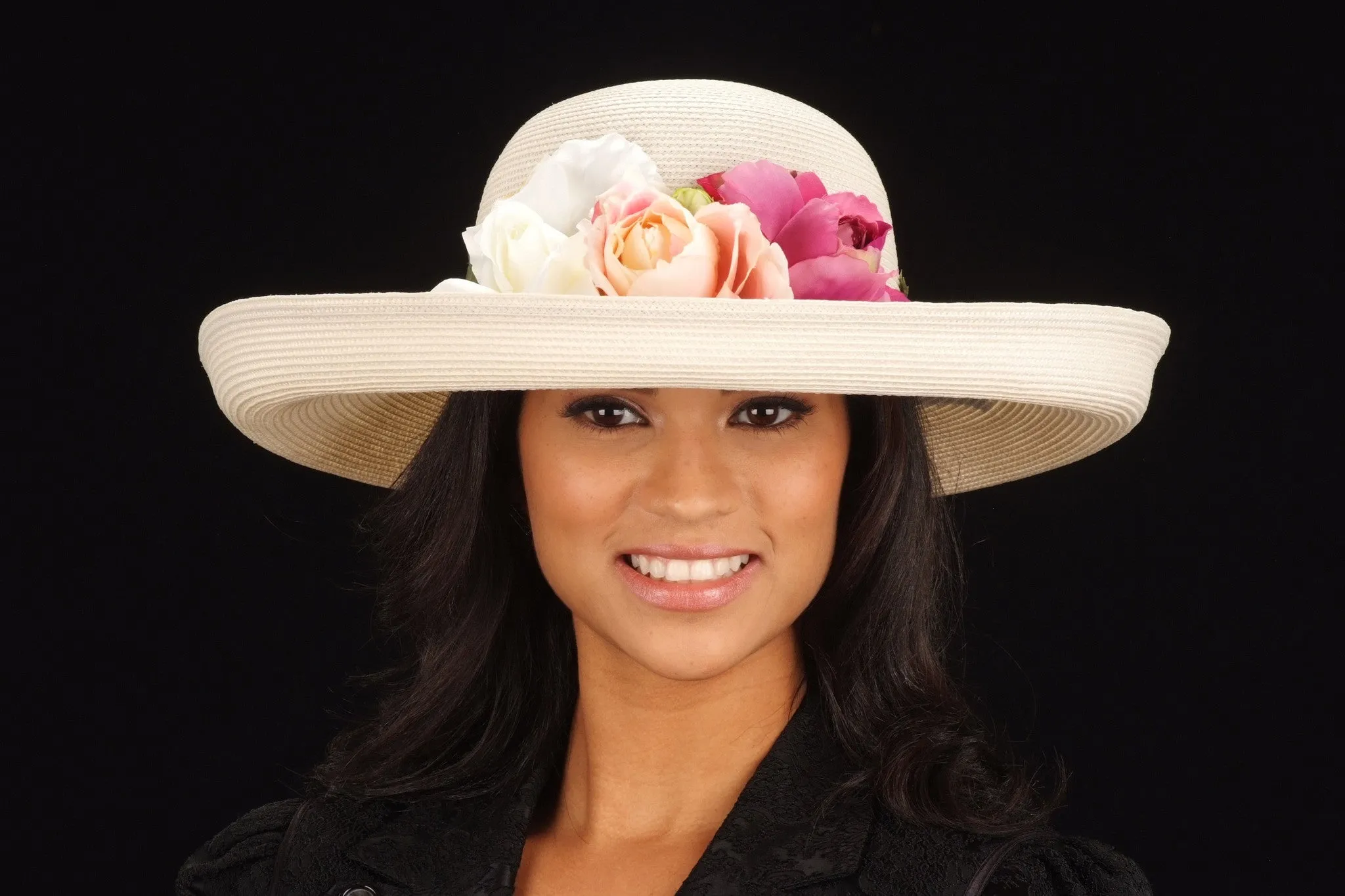 SE7005- Summer women straw hat With Assorted Flowers