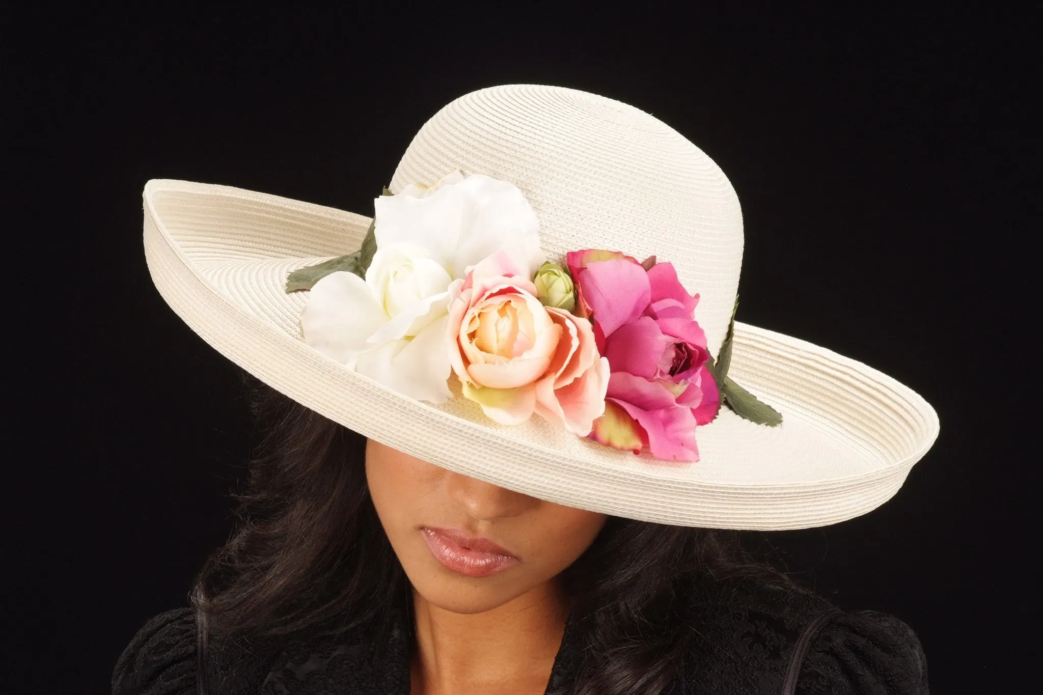 SE7005- Summer women straw hat With Assorted Flowers