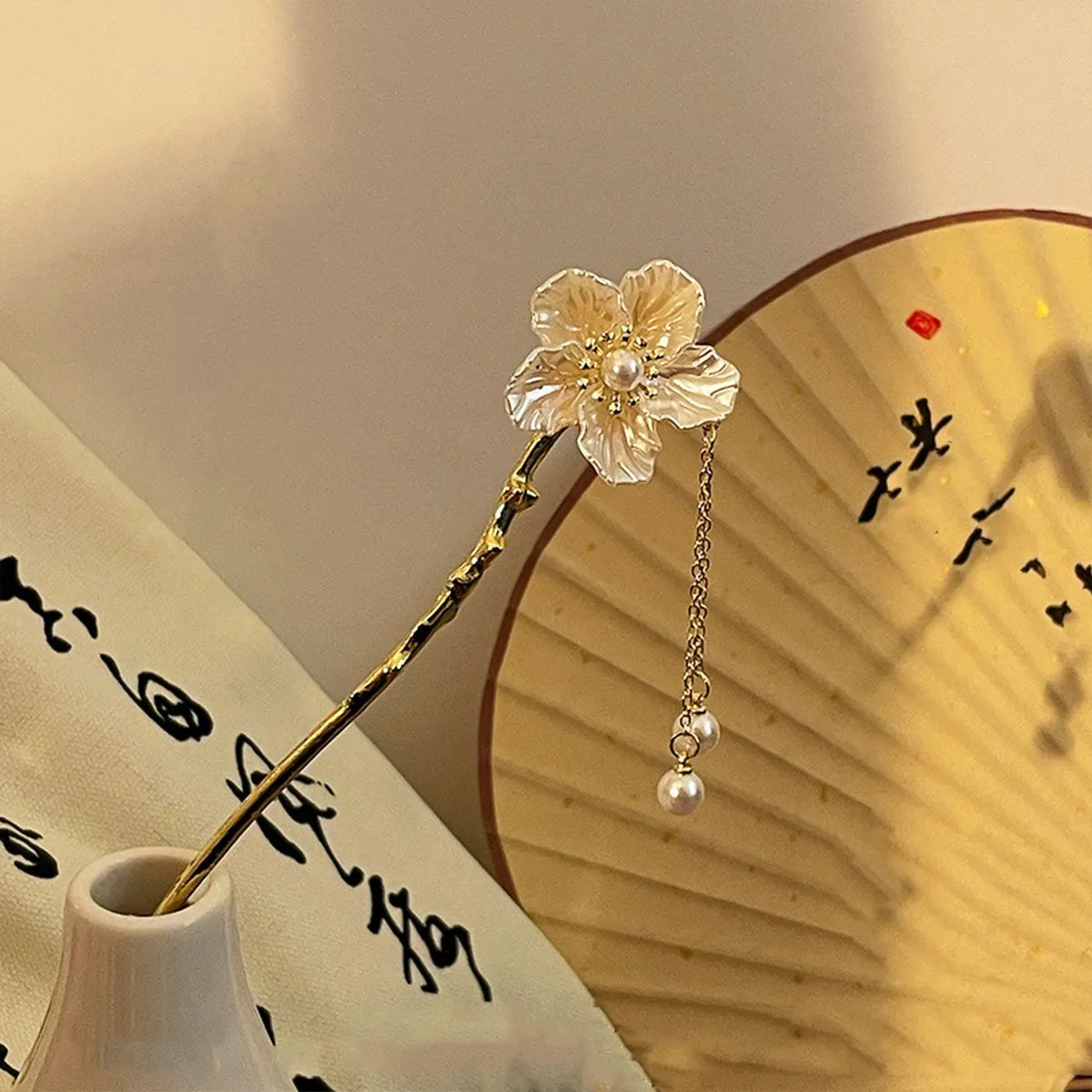 Shell Flower Fringe Hairpin Vintage Chinese Style Accessories Women Bridal
