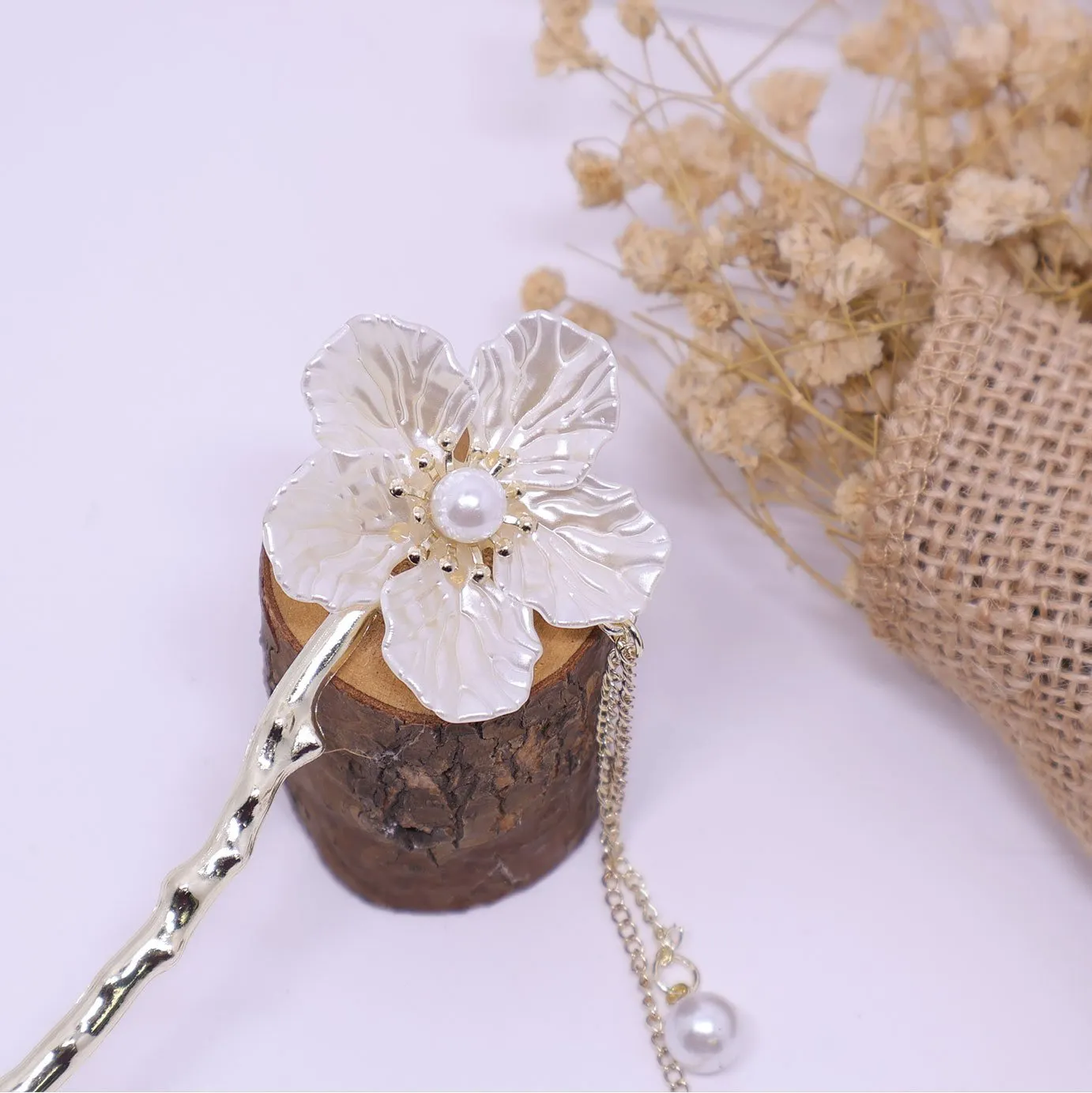 Shell Flower Fringe Hairpin Vintage Chinese Style Accessories Women Bridal