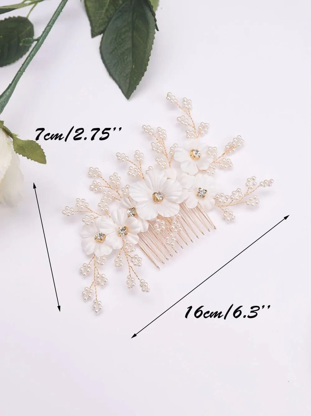 Silk White Flower Bridal Hair Comb, Wedding Floral Gold Hairpiece, Bridesmaid Silk Floral Hairpiece