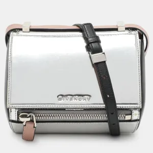 Silver/Black Leather Pandora Crossbody Bag
