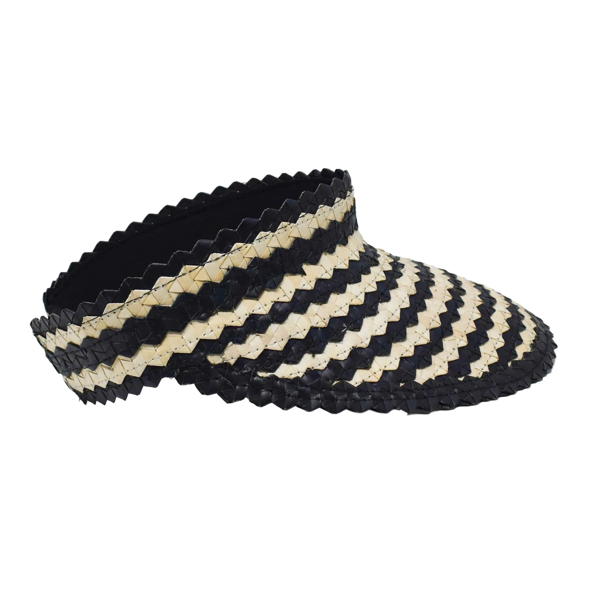 STRAW SUN VISOR - TWO TONE - BLACK/NATURAL by POPPY   SAGE
