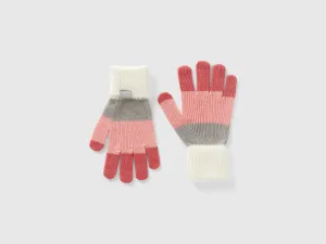 Striped Gloves with Logo