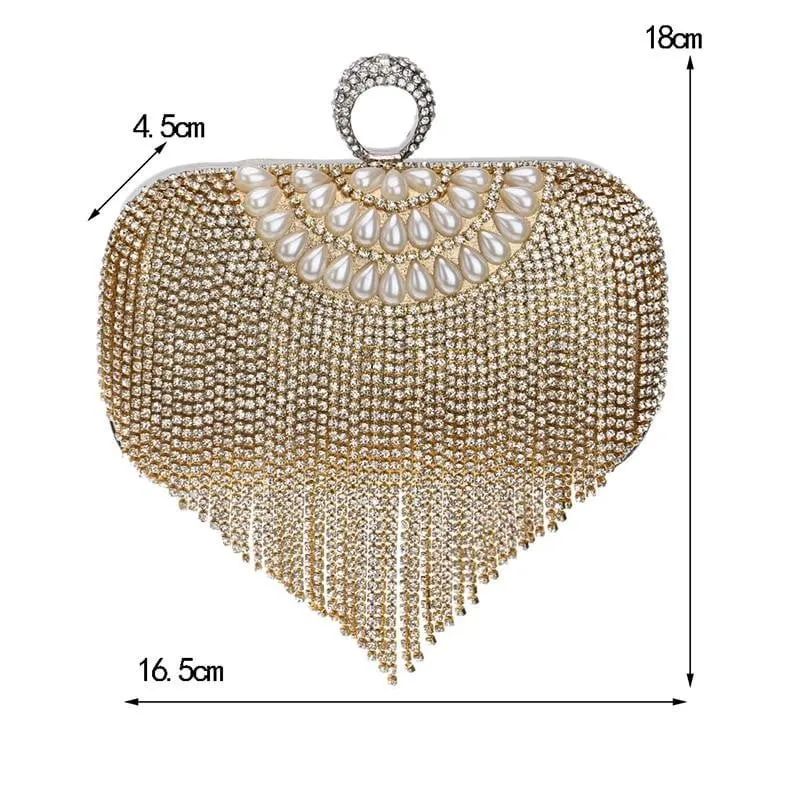 Tassel Evening Clutches Rings Diamonds Pearl Handbags