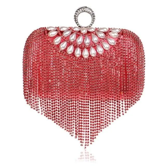 Tassel Evening Clutches Rings Diamonds Pearl Handbags