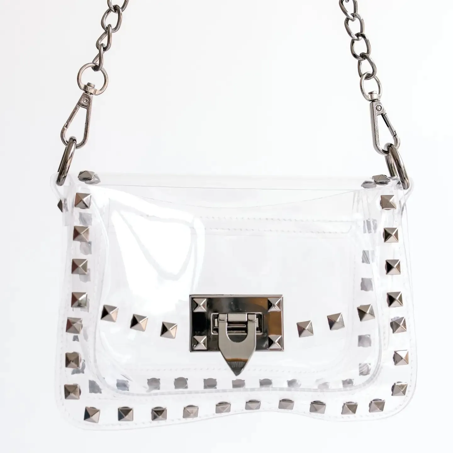 The Jackie Clear Bag in Gunmetal