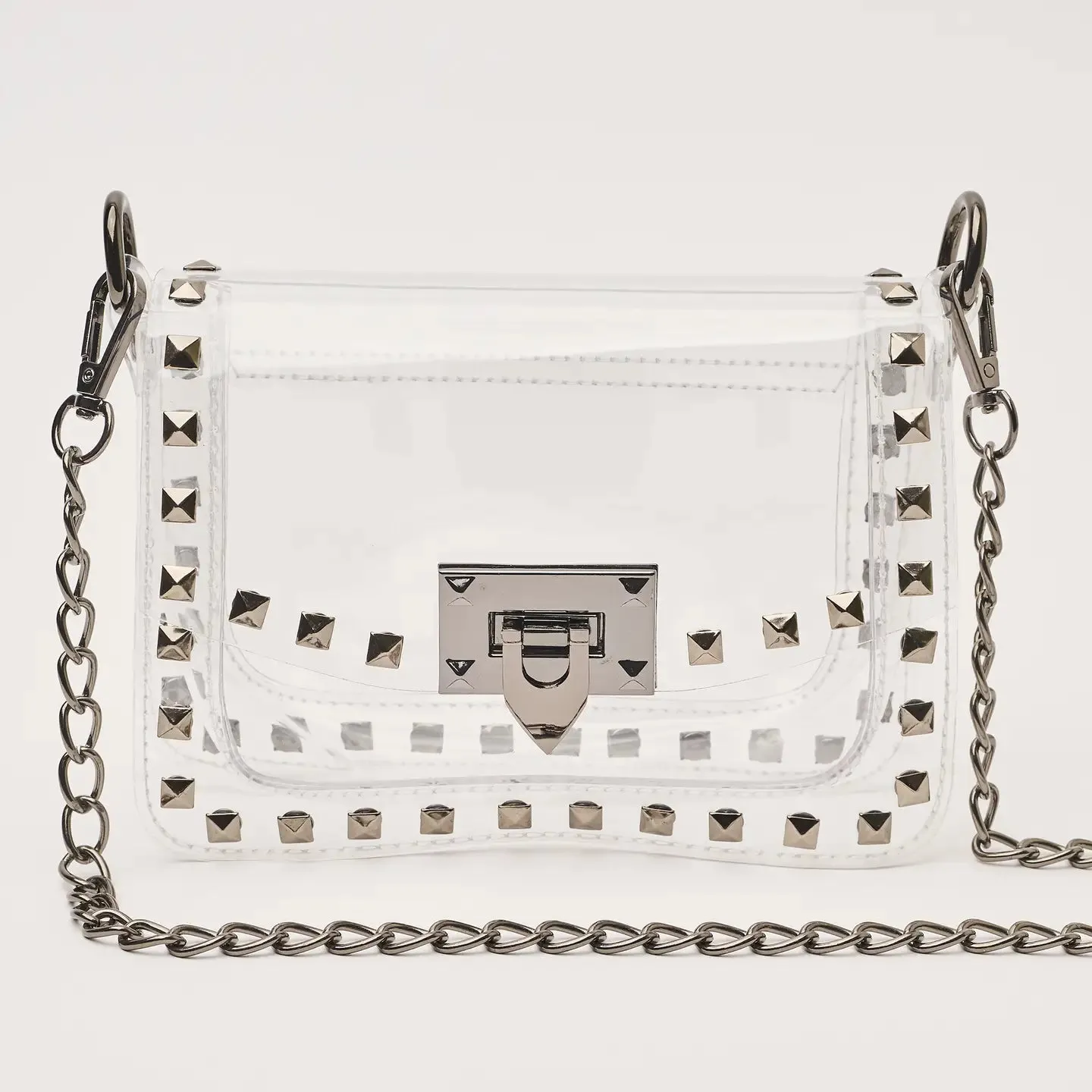 The Jackie Clear Bag in Gunmetal