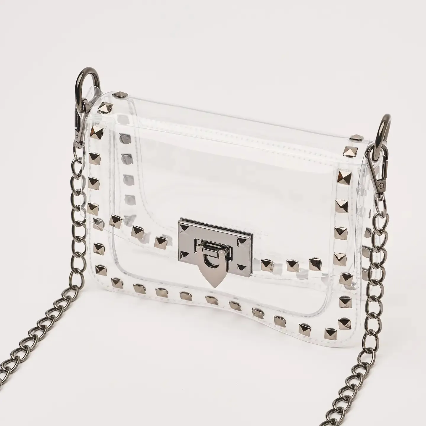 The Jackie Clear Bag in Gunmetal