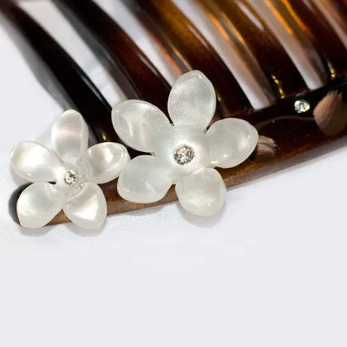Tortoise Shell French Twist Hair Comb with Rhinestone Roses