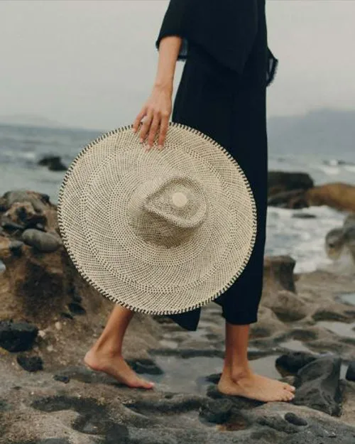 VAN PALMA | Austin XL Straw Hat | Black & Natural