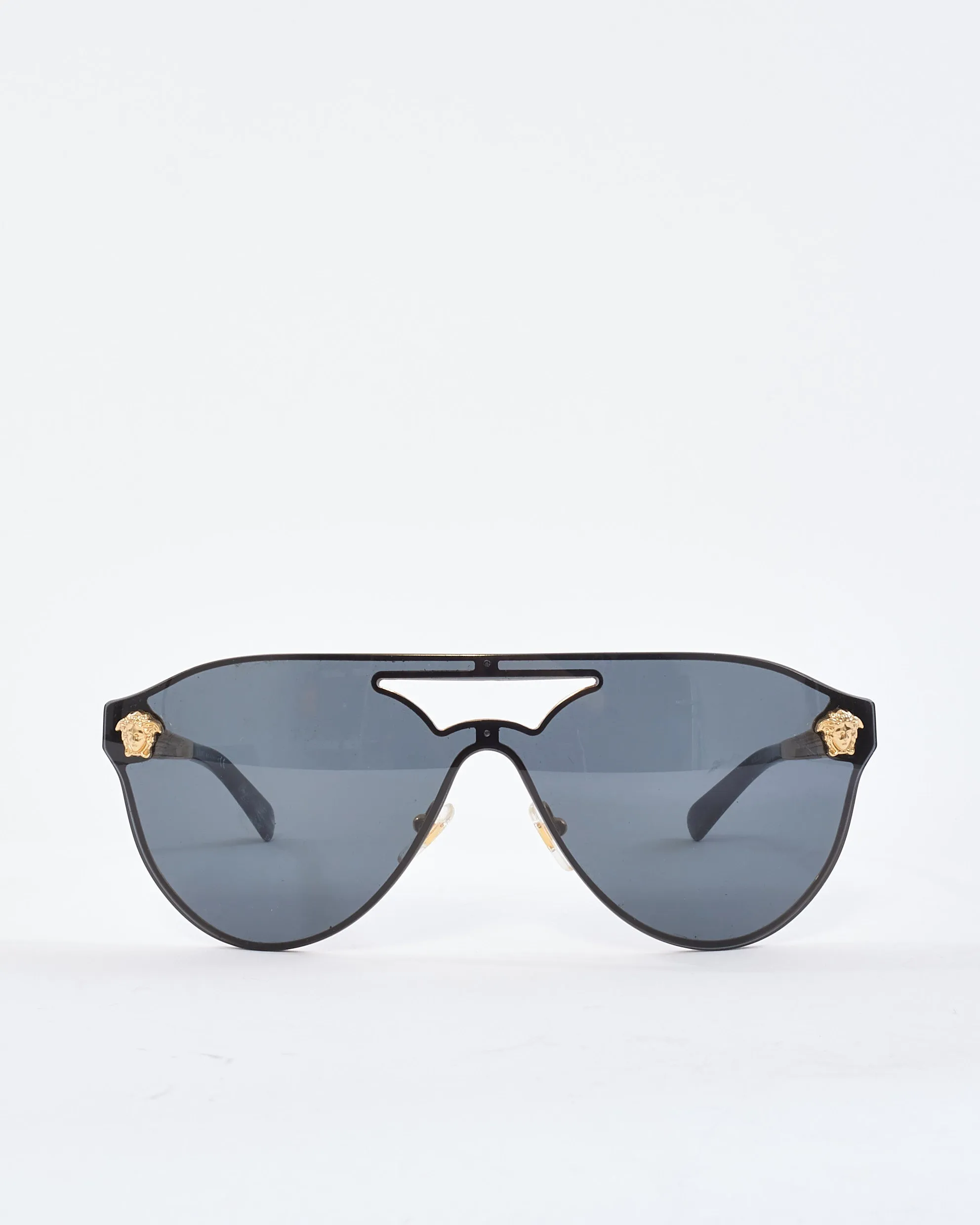 Versace Black & Gold Medusa Head Aviator MOD2161 Sunglasses