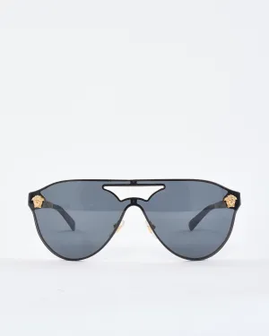 Versace Black & Gold Medusa Head Aviator MOD2161 Sunglasses