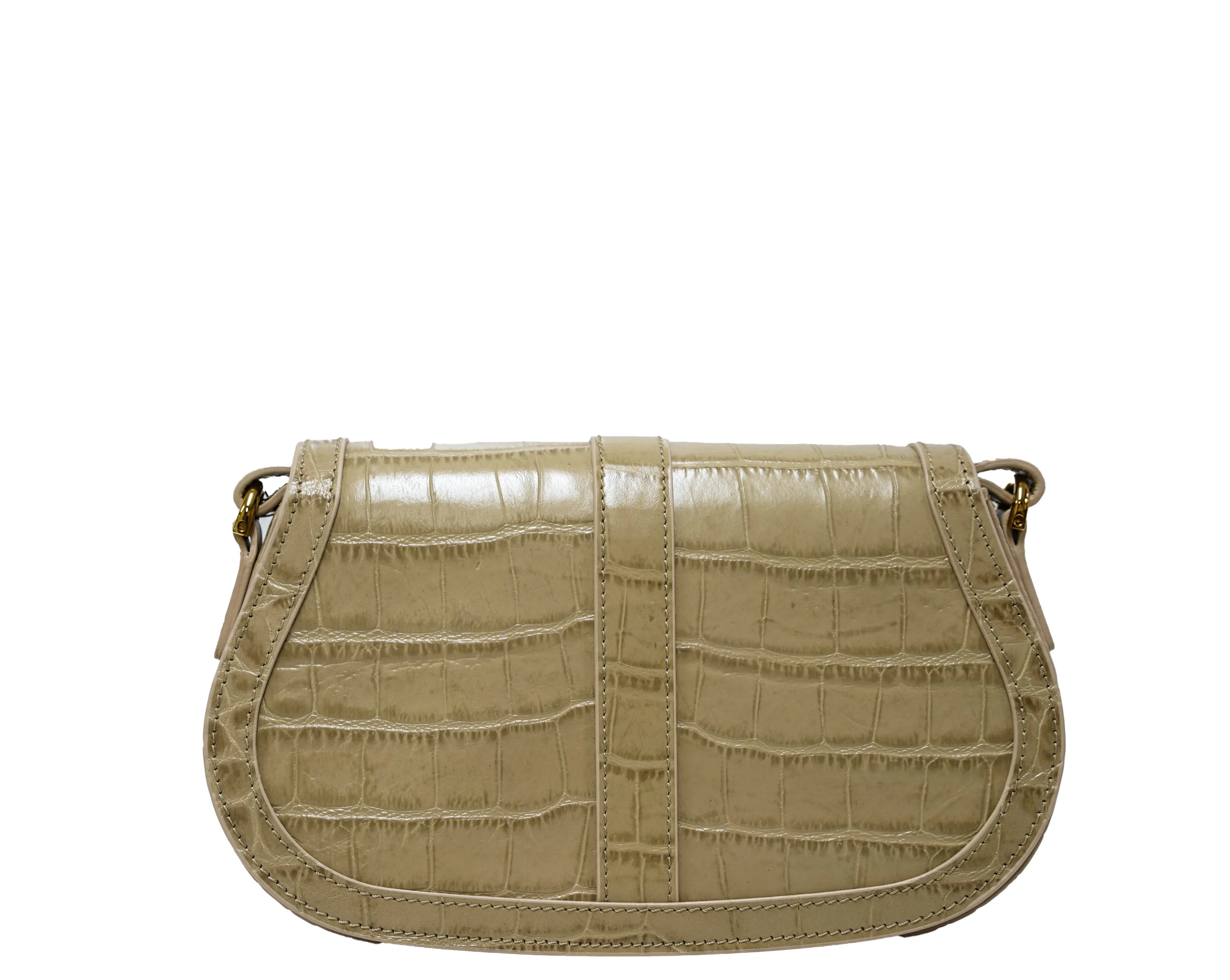 Versace Sand & Gold Embossed Croc Leather Bag 1007128 30% off