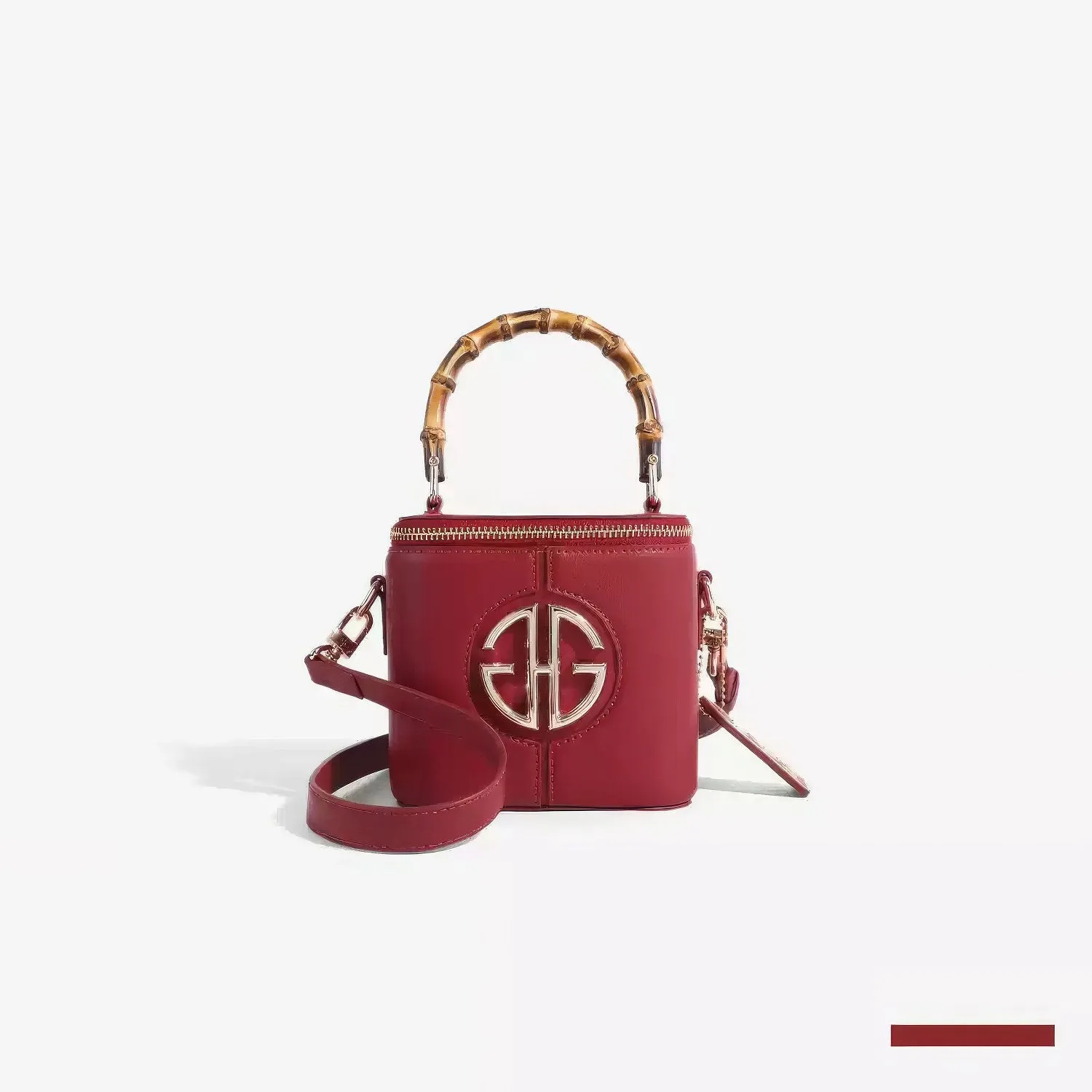 Vintage Crossbody Bamboo Handle Premium Leather Bucket Handbag