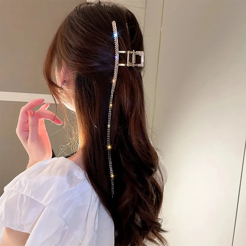 Vintage Metal Long Tassel Gripping Clip Hair Claw For Women