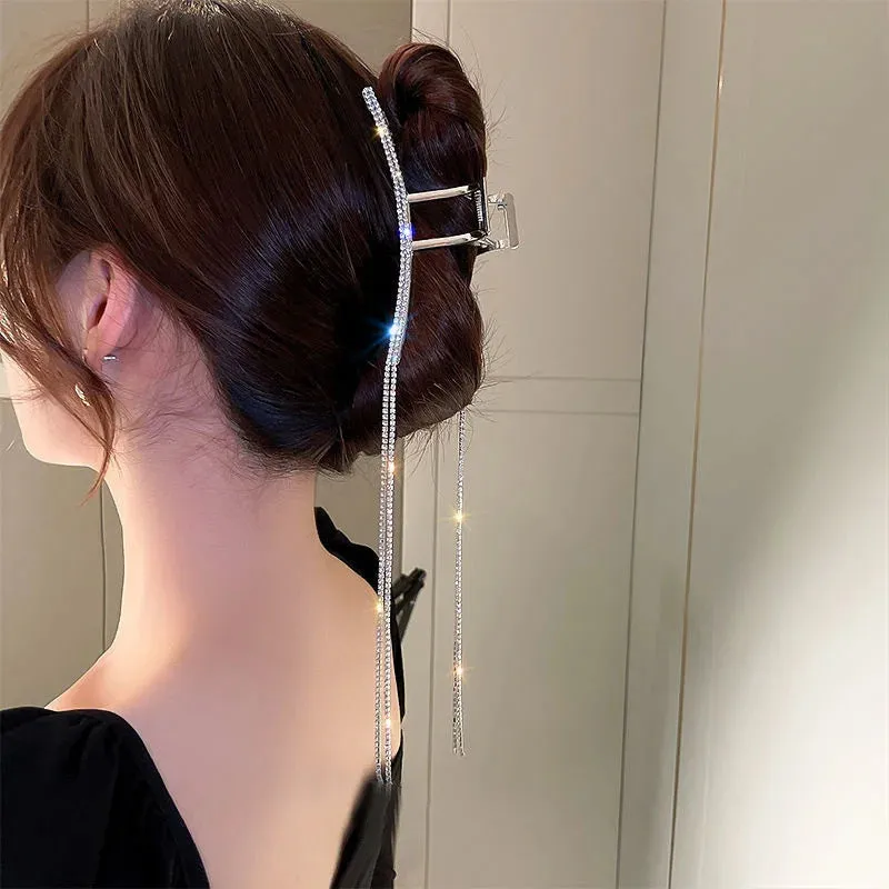 Vintage Metal Long Tassel Gripping Clip Hair Claw For Women