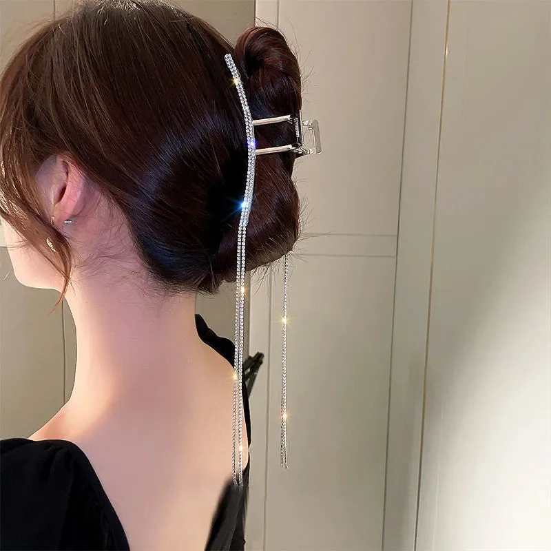 Vintage Metal Long Tassel Gripping Clip Hair Claw For Women