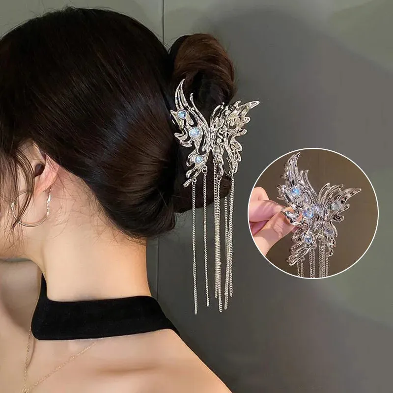 Vintage Metal Long Tassel Gripping Clip Hair Claw For Women