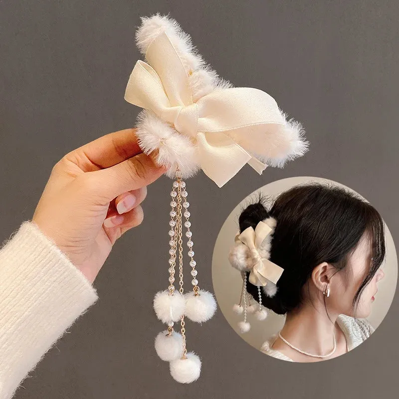 Vintage Metal Long Tassel Gripping Clip Hair Claw For Women