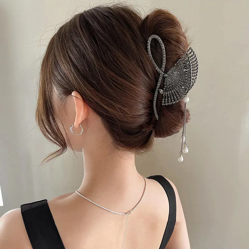 Vintage Metal Long Tassel Gripping Clip Hair Claw For Women