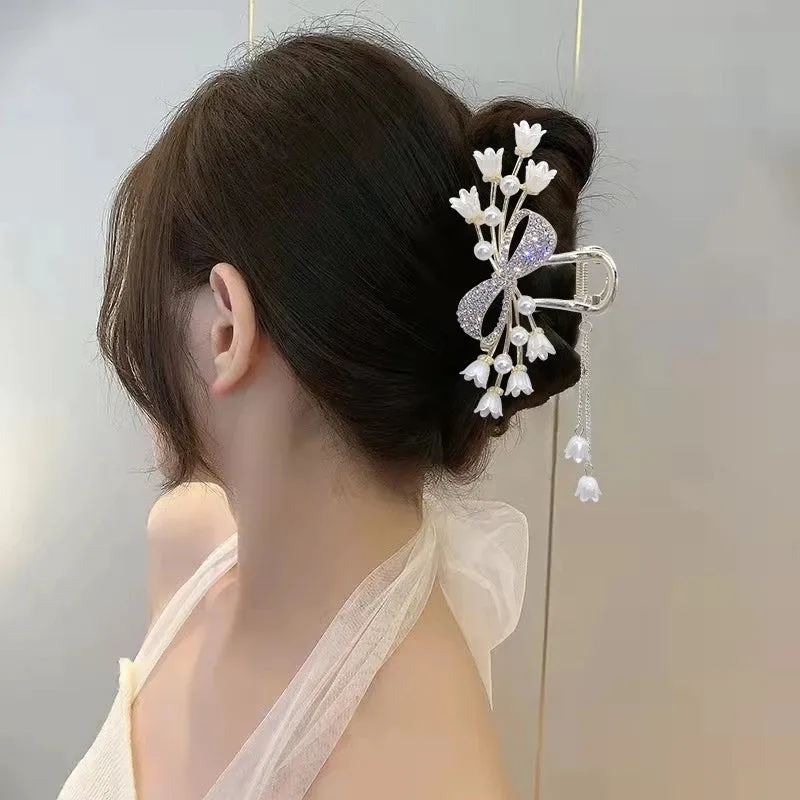 Vintage Metal Long Tassel Gripping Clip Hair Claw For Women