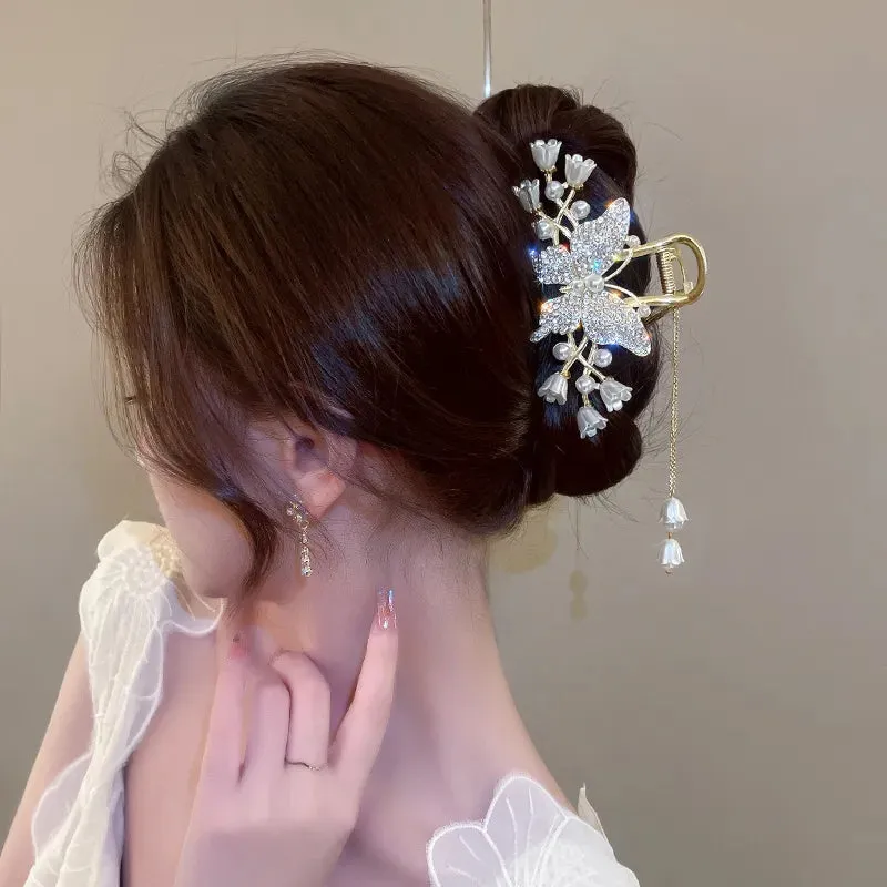 Vintage Metal Long Tassel Gripping Clip Hair Claw For Women