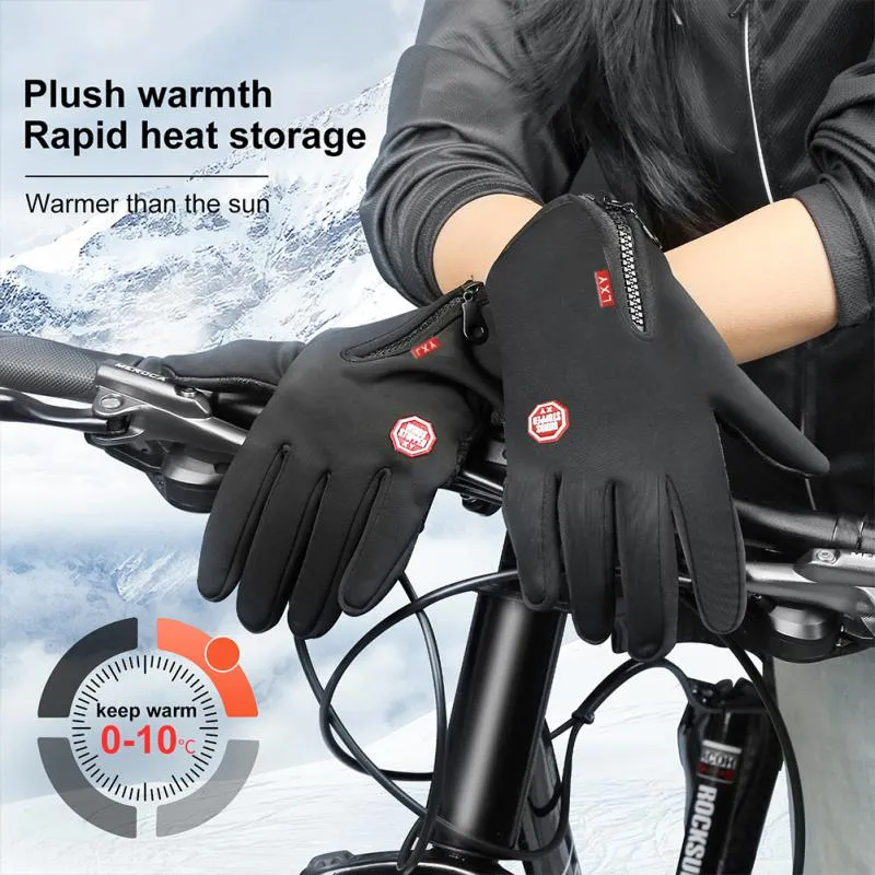 Waterproof Ski Gloves Touch Screen Cycling Bike Gloves Riding Windproof Outdoor Motorcycle Winter Warm Men Women Bicycle Gloves