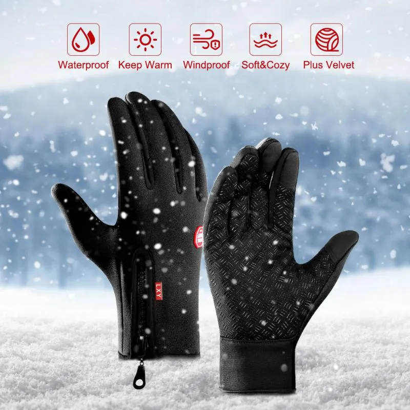 Waterproof Ski Gloves Touch Screen Cycling Bike Gloves Riding Windproof Outdoor Motorcycle Winter Warm Men Women Bicycle Gloves