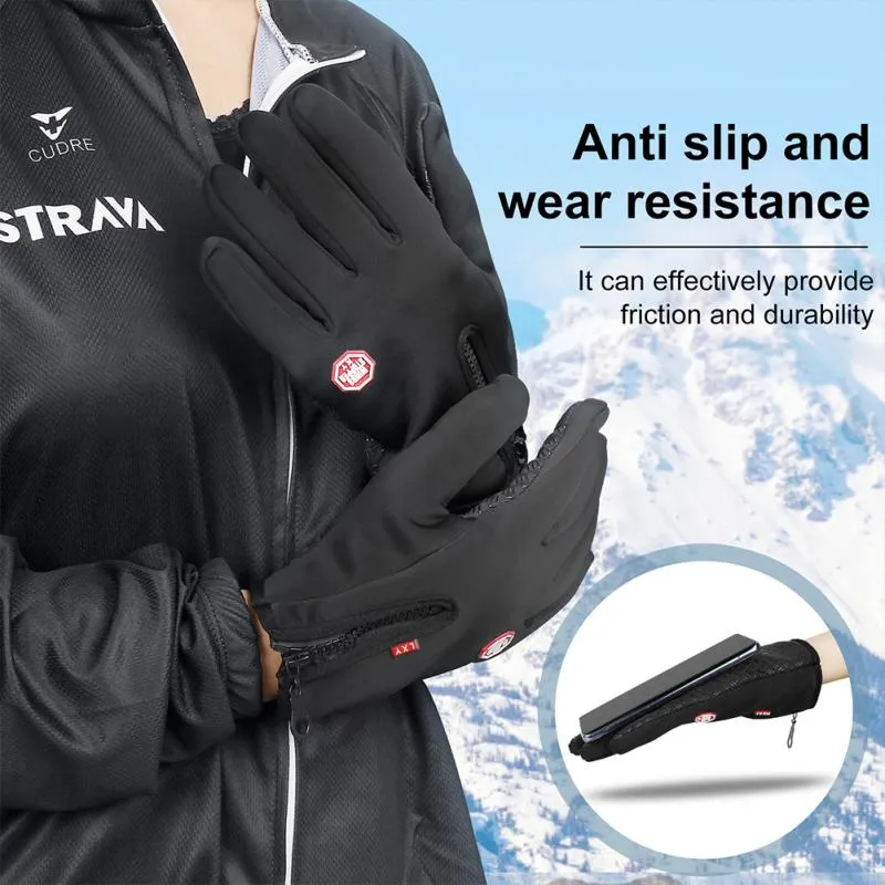 Waterproof Ski Gloves Touch Screen Cycling Bike Gloves Riding Windproof Outdoor Motorcycle Winter Warm Men Women Bicycle Gloves