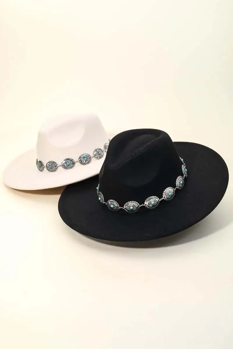 Western Concho Chain Fedora Hat