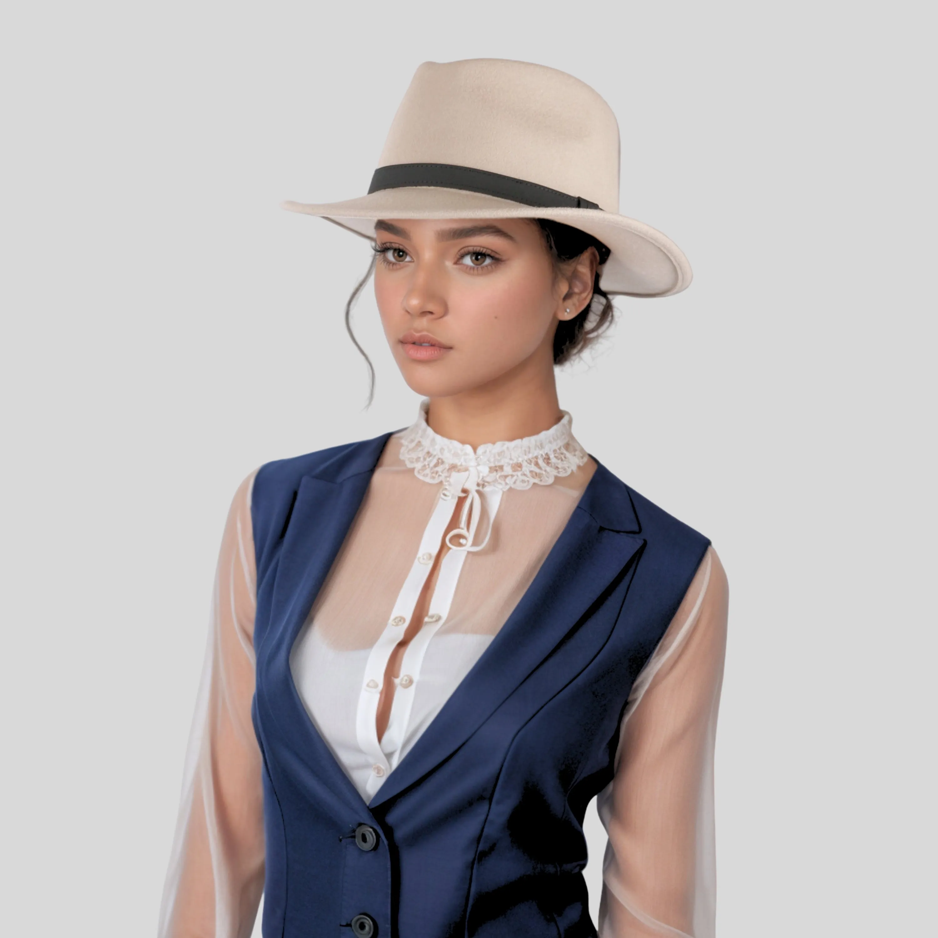 Wide Brim Classic Trilby Fedora Hat for Men & Women