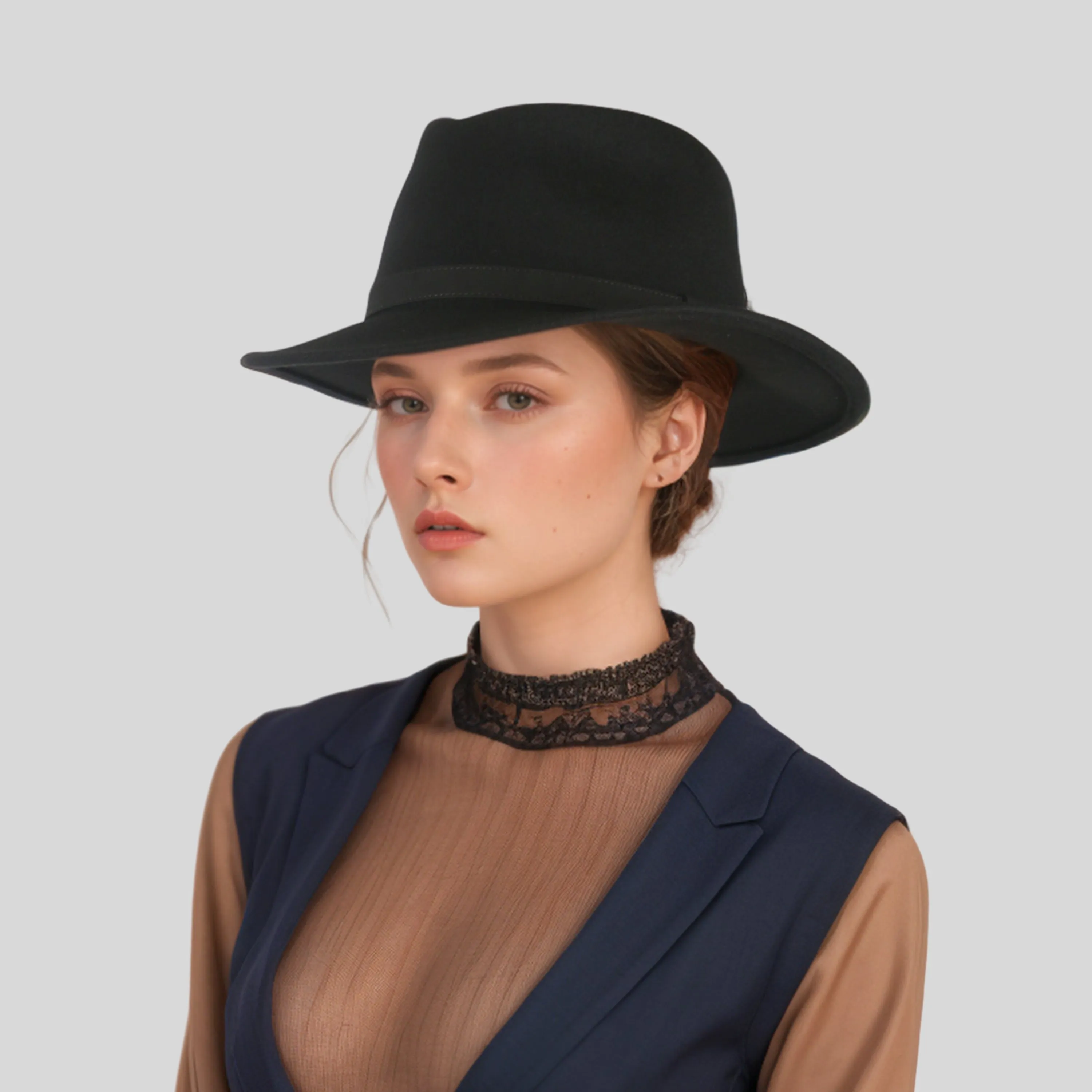 Wide Brim Classic Trilby Fedora Hat for Men & Women