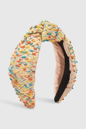 Wide Colored Straw Weaving Top Knot Headband