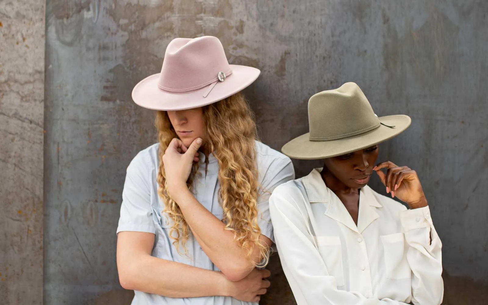 WILLA WIDE BRIM WOOL HAT - PALE OLIVE