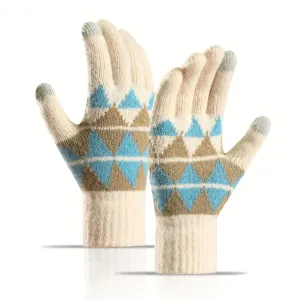 Winter Gloves for Men & Women, Cold Weather Riding Gloves, TouchScreen Bike & Scooty Riding Thermal Warmer for Girls - Knitted Wool Soft Lined with Wrist Lace Cosy and Stylish Dastana
