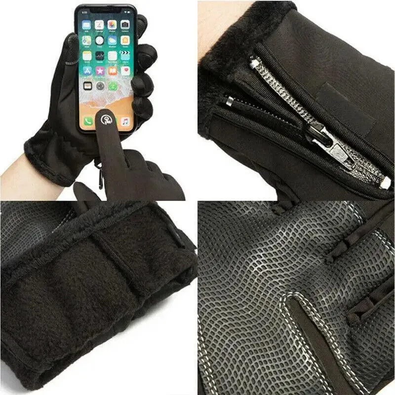 Winter Warm Windproof Waterproof Anti-Slip Thermal Touch Screen Gloves Unisex M Size