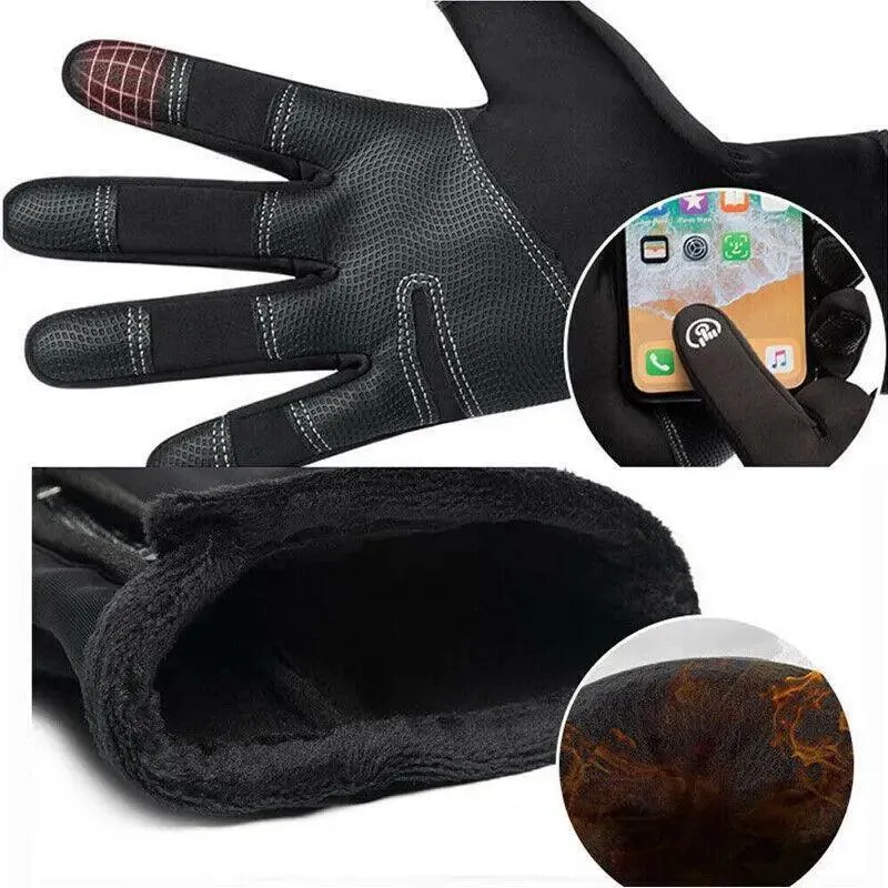 Winter Warm Windproof Waterproof Anti-Slip Thermal Touch Screen Gloves Unisex M Size