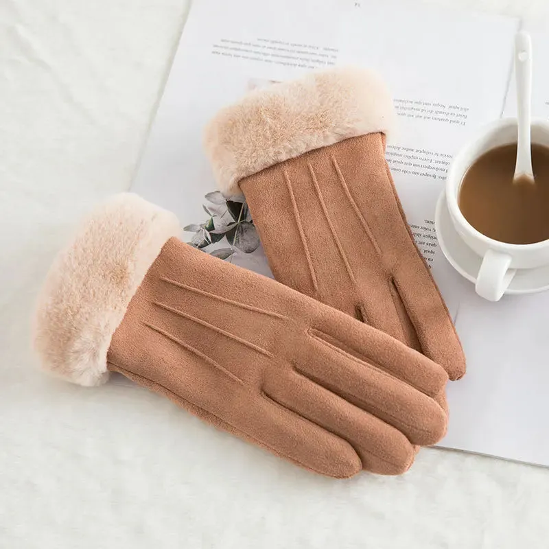 Winter Women Gloves Hand Warmer Thermal Fleece Lined Guantes Full Finger Ladies Mitten Touchscreen Waterproof Bike Cycling Glove