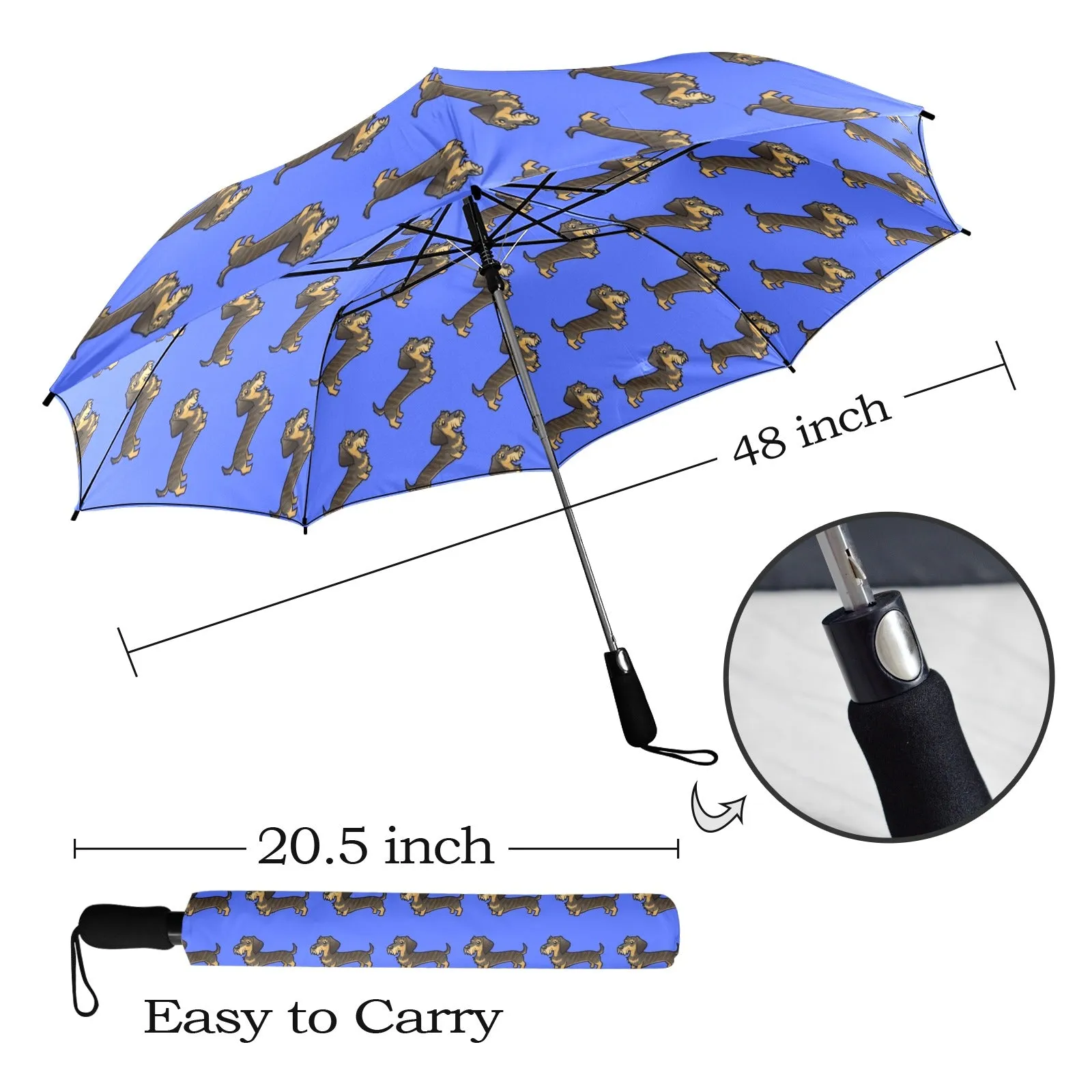 Wire Haired Dachshund Umbrella - Blue
