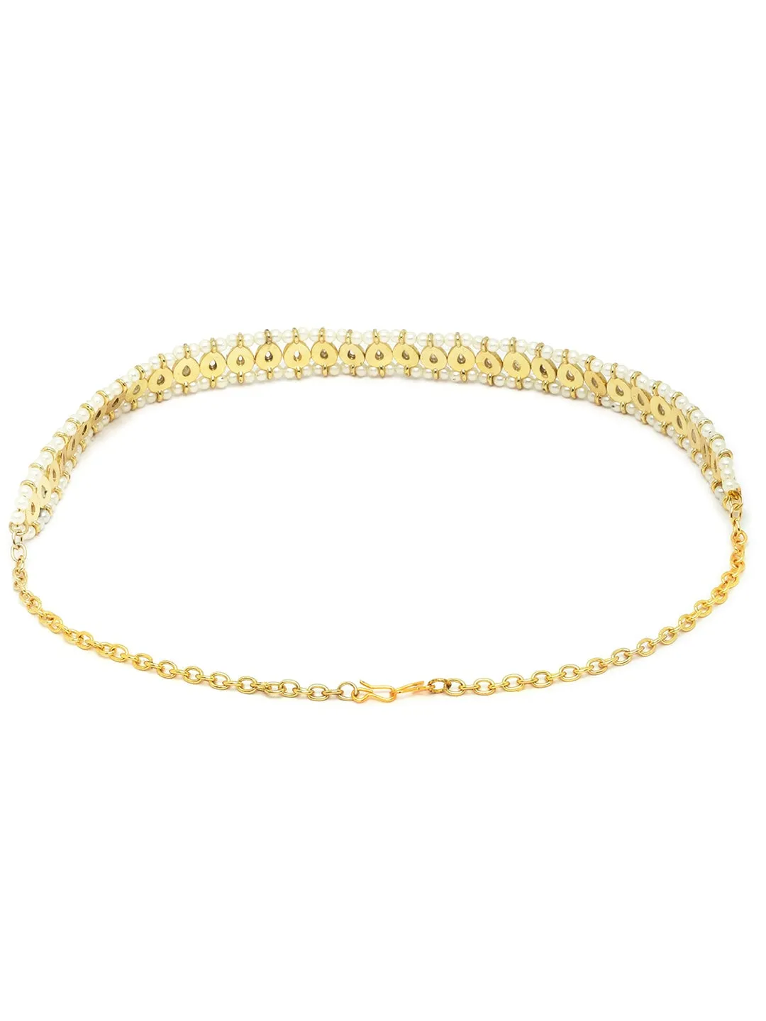 Women Gold-Toned & White Embellished Hairband