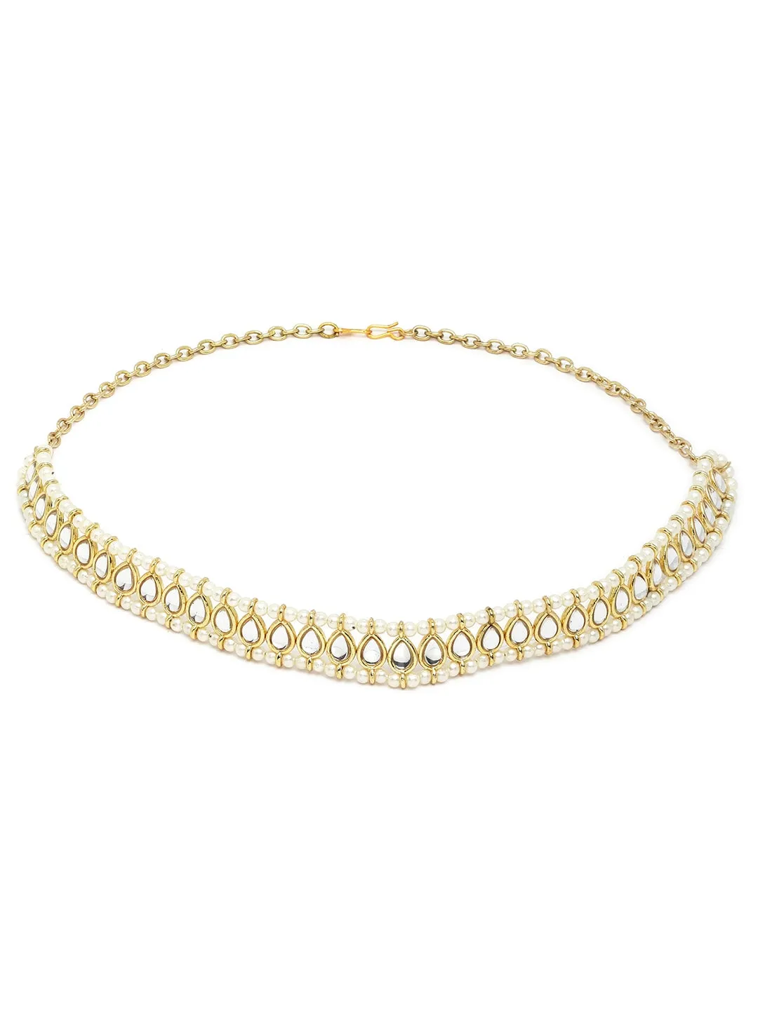 Women Gold-Toned & White Embellished Hairband