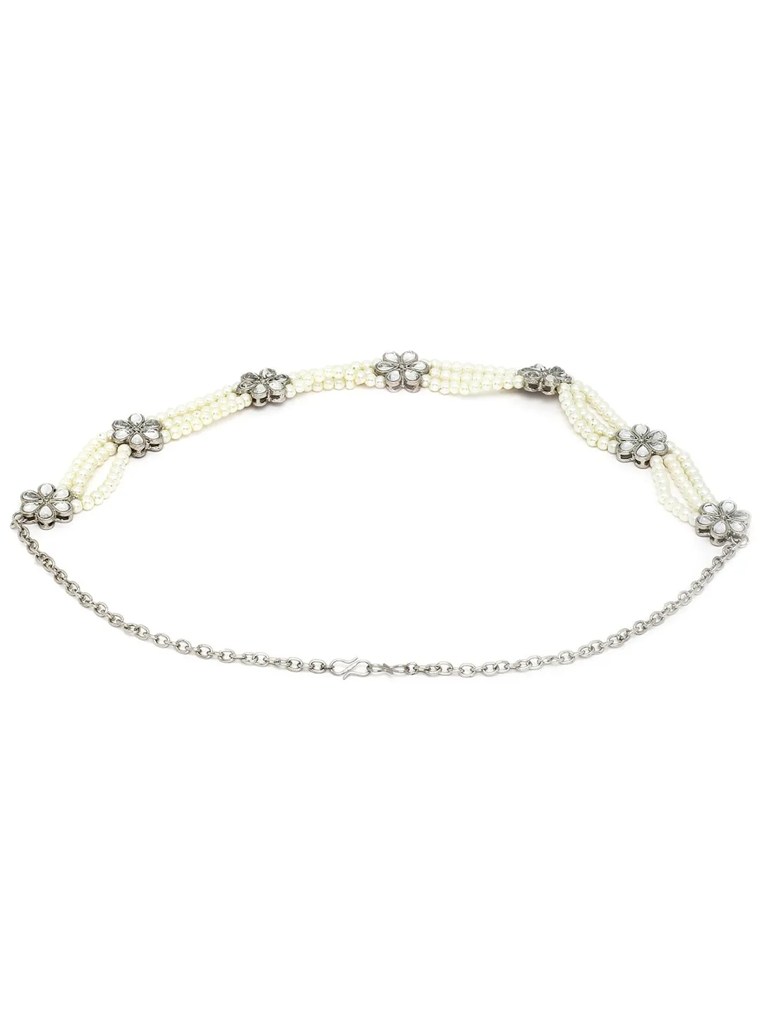 Women White & Silver-Toned Embellished Hairband