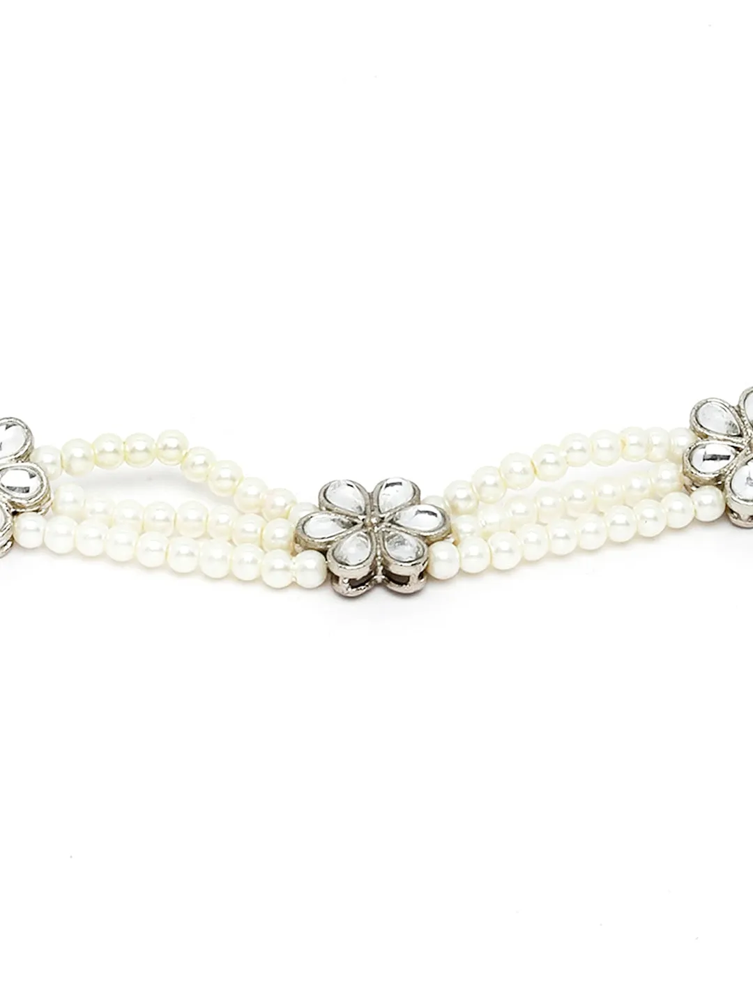 Women White & Silver-Toned Embellished Hairband