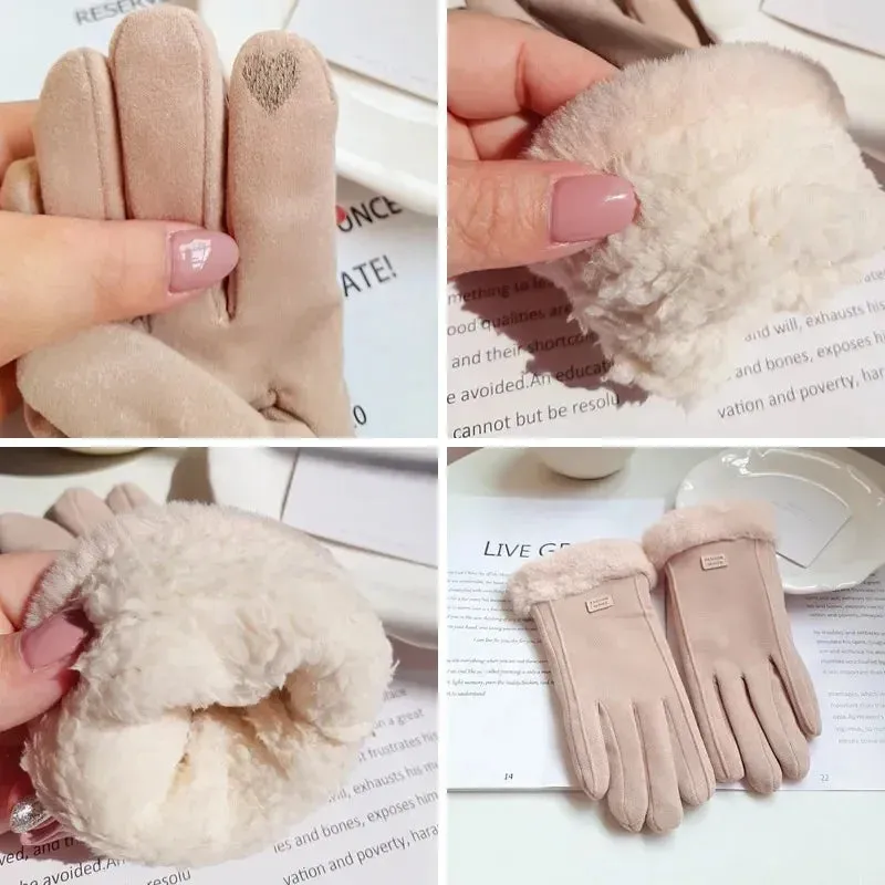 Women's Winter Suede Plush Gloves