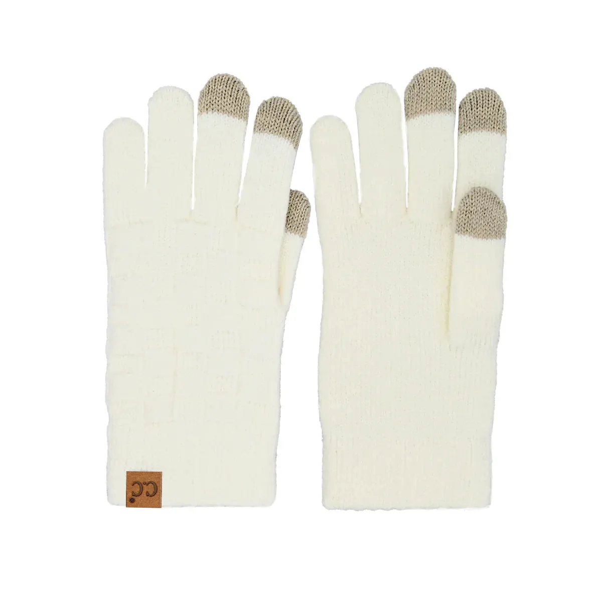 Woven Checkered Glove - Ivory